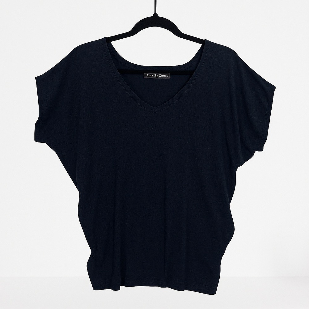 Kim & Cami Top Womens Medium Black Dolman Sleeve Stretch Blouse Business Casual